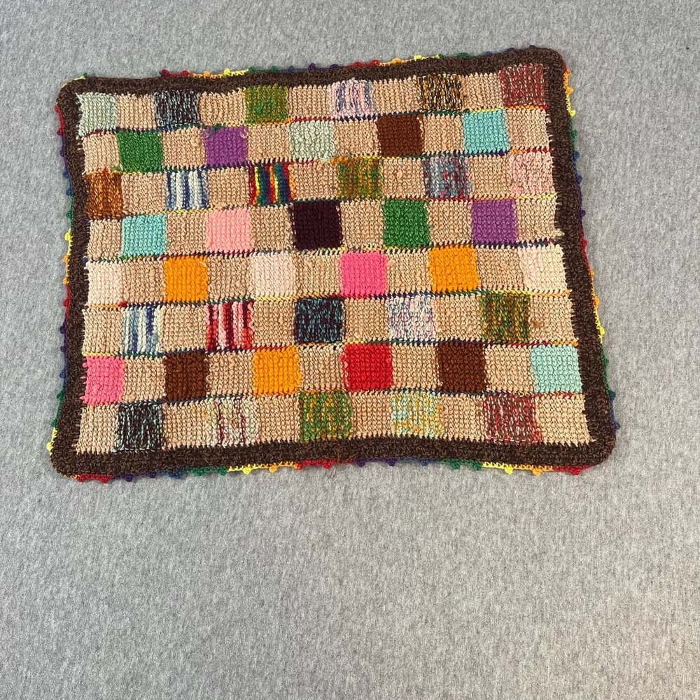 Handmade Crochet Patchwork Blanket Multicolor Throw Rug